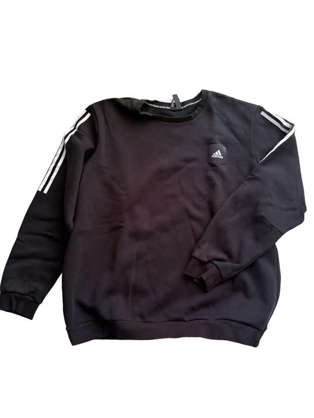 Adidas Essentials 3-Stripes Fleece Crewneck Sweatshirt Black 2XL